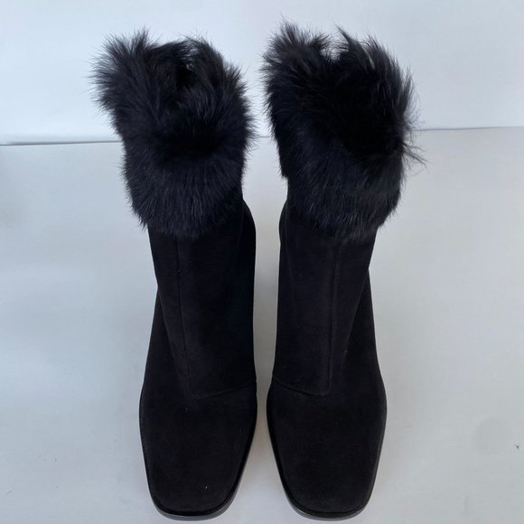 NIB SCHUTZ KETLYN RABBIT FUR SUEDE BLACK BOOTIE SZ 5.5B 6.5B 7.5B 8B 9.5B - Picture 3 of 10
